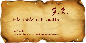Fördős Klaudia névjegykártya